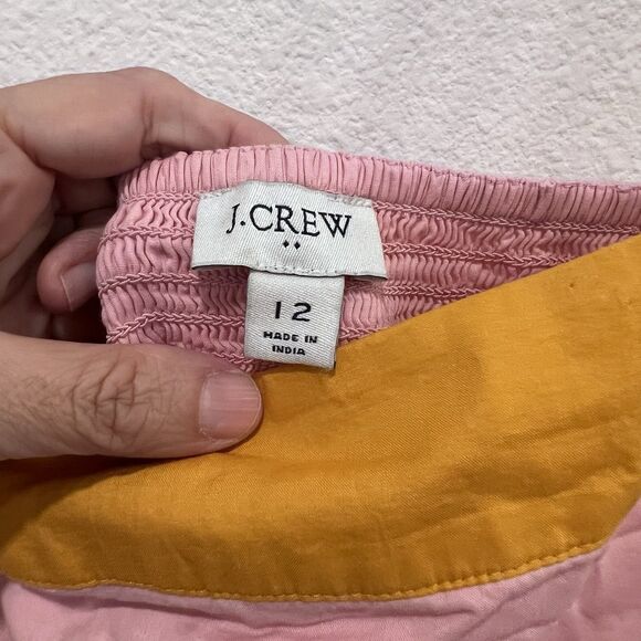 J.Crew Reimagined Tiered Color Block Pink Orange Midi Dress With Pockets Size 12 - Picture 4 of 11